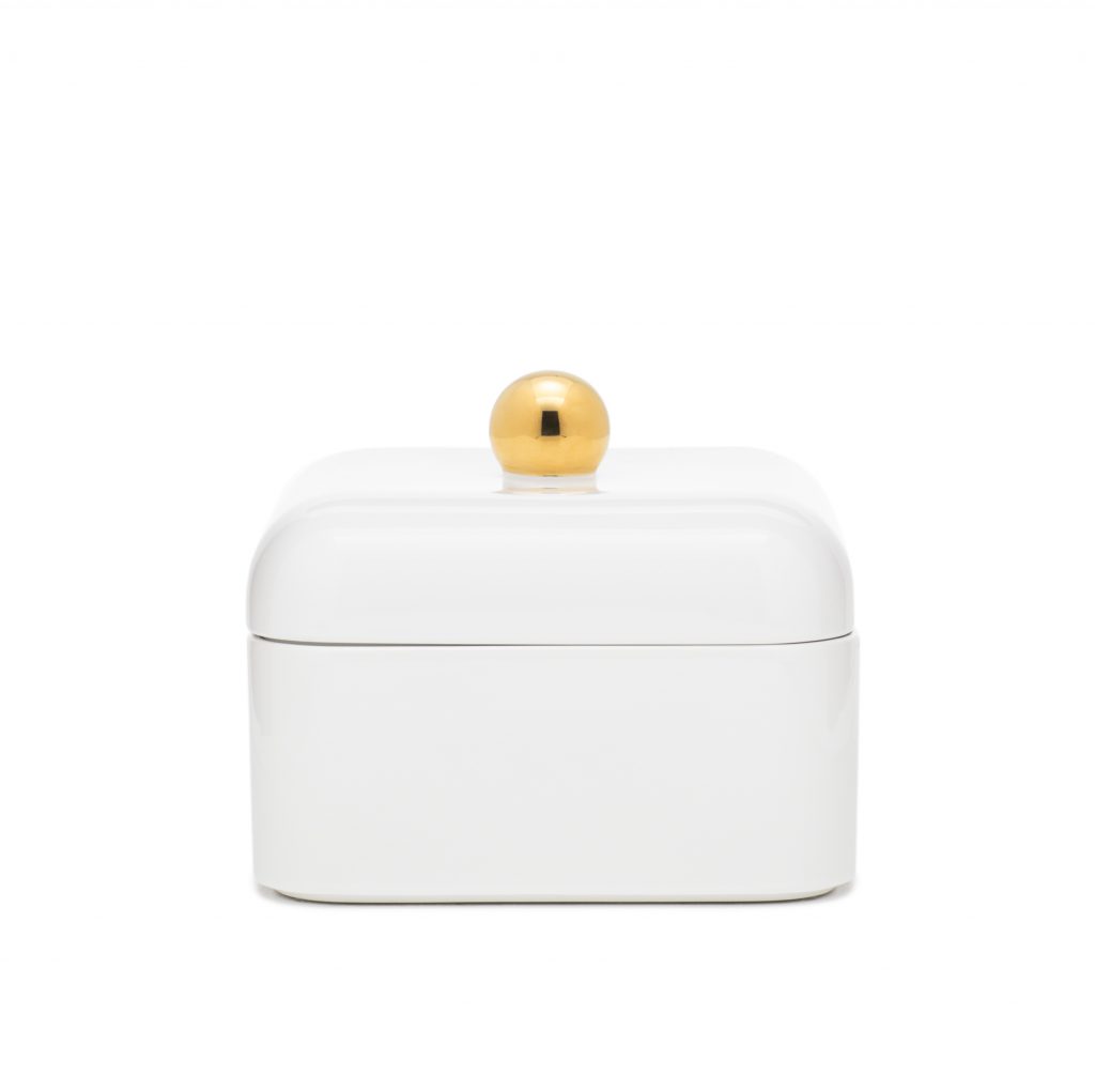 Whisper Box Glossy White & Gold